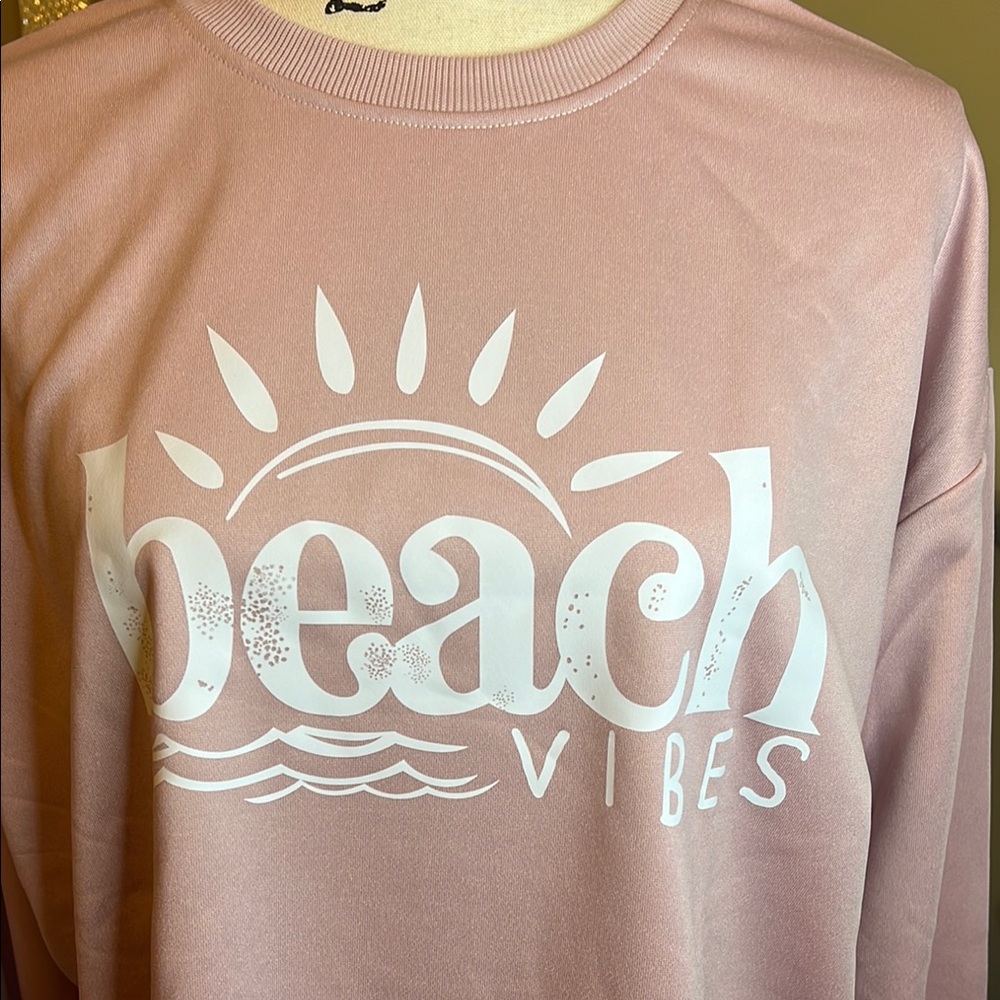 Soft Pink Beach Vibes Crewneck Sweatshirt - Picture 3 of 3